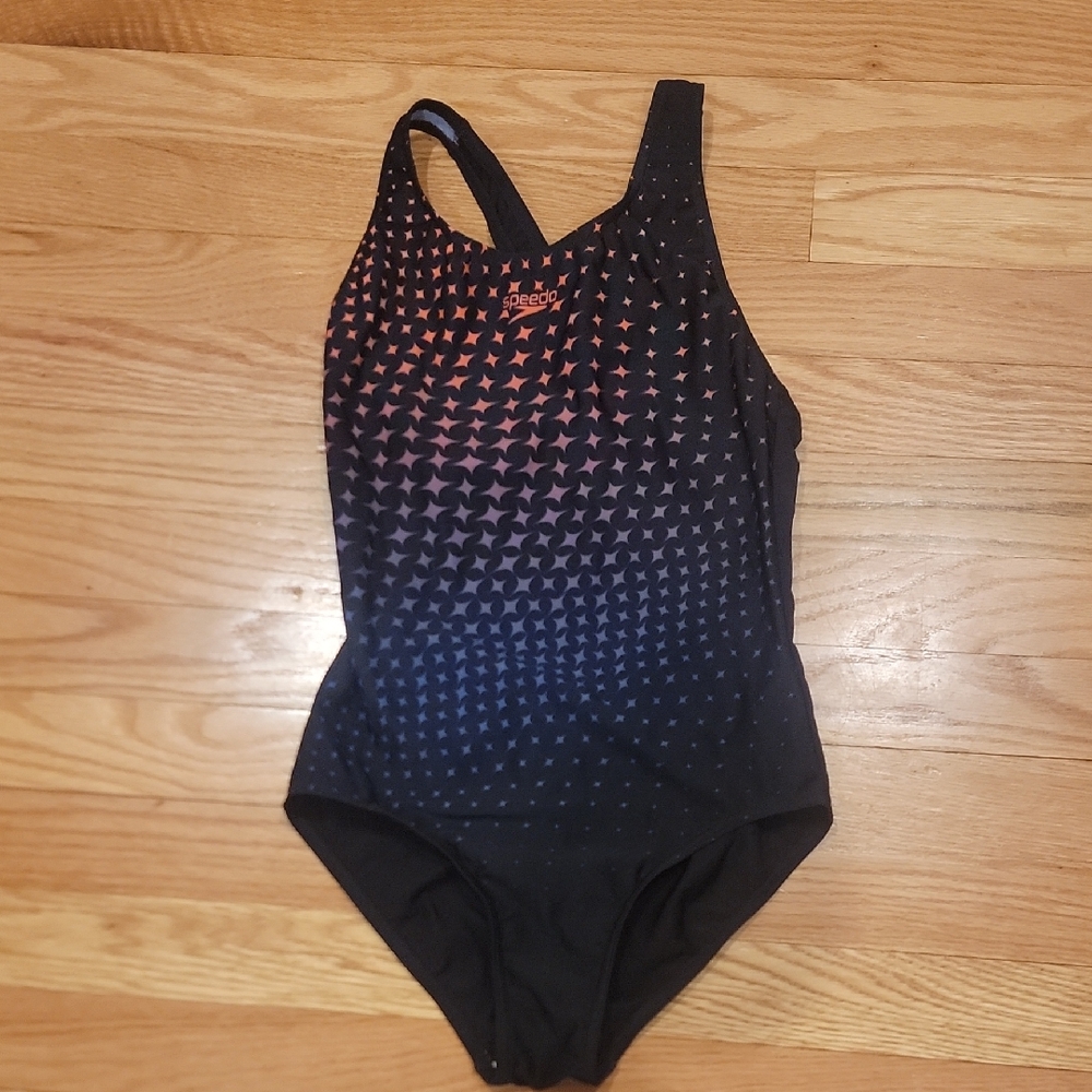 Speedo Kids One Piece Swimsuit - Black and Orange